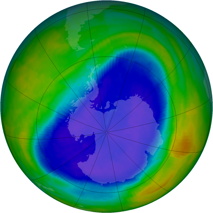 Antarctic ozone map for 16 September 1993